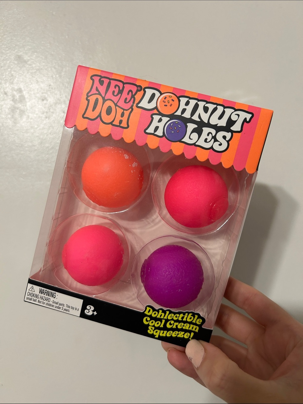 NeeDoh Donut Holes Squeeze Toy - Bright Orange, Pink, Purple NWT